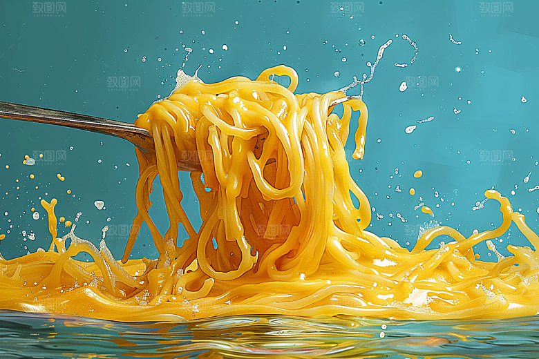 意大利面清新手绘插画
