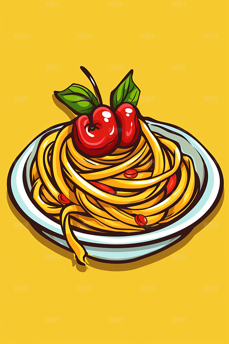 意大利面面食美食插画