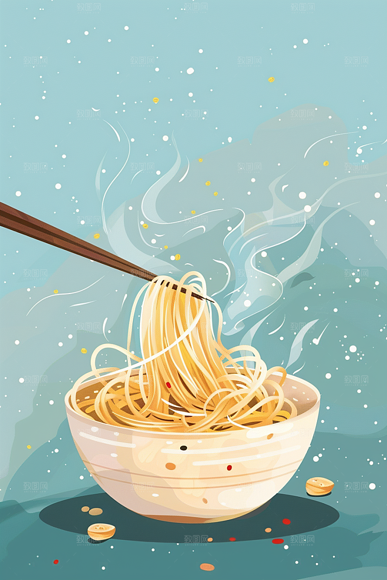 意大利面面食肉酱面插画