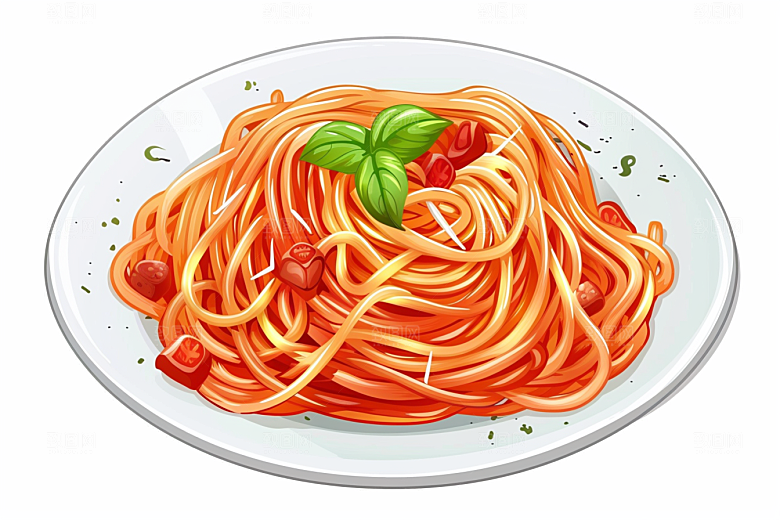 意大利面肉酱面高清插画