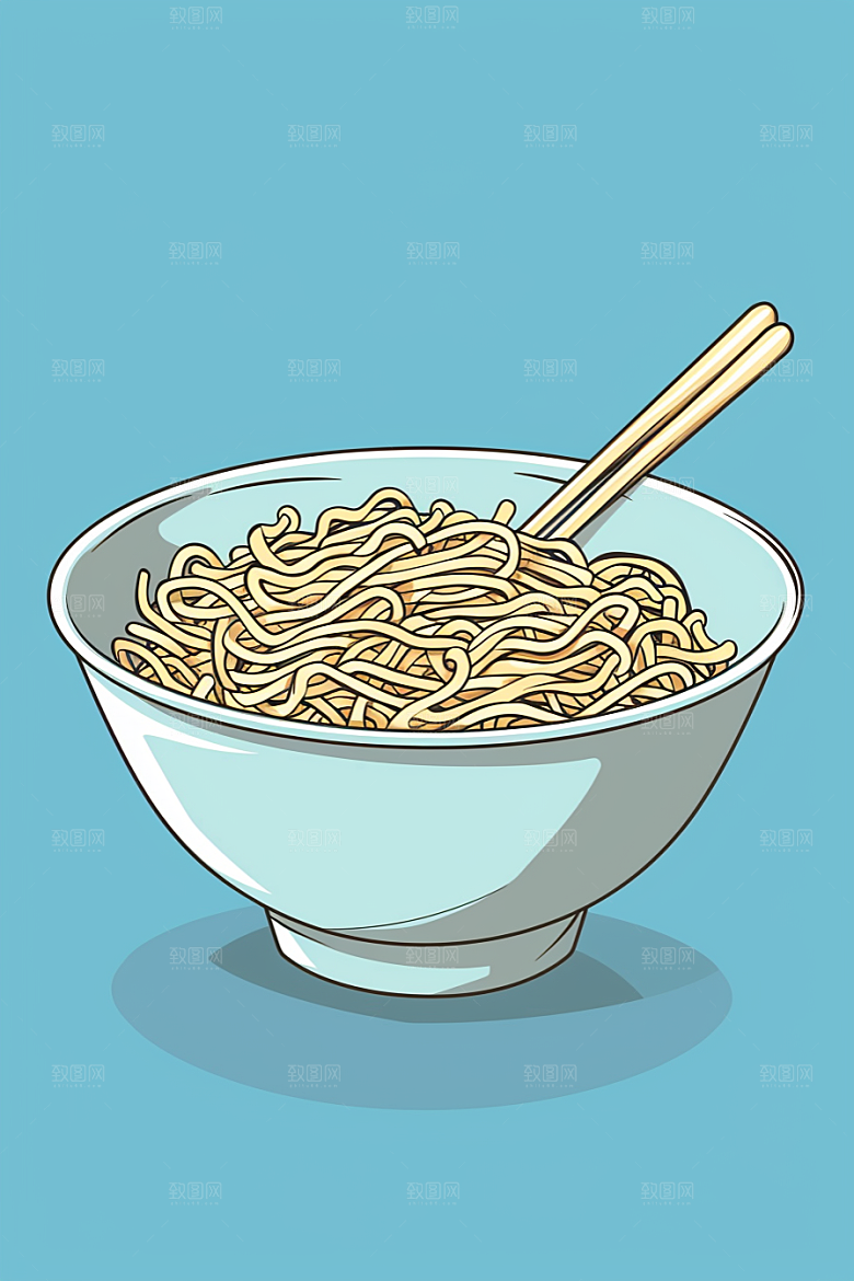 意大利面卡通绘本风插画