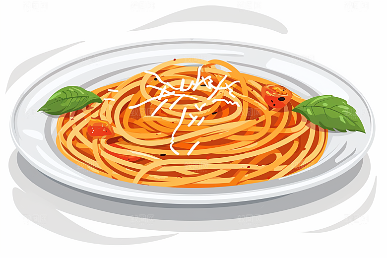 意大利面肉酱面清新插画