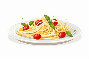 意大利面美食面条插画