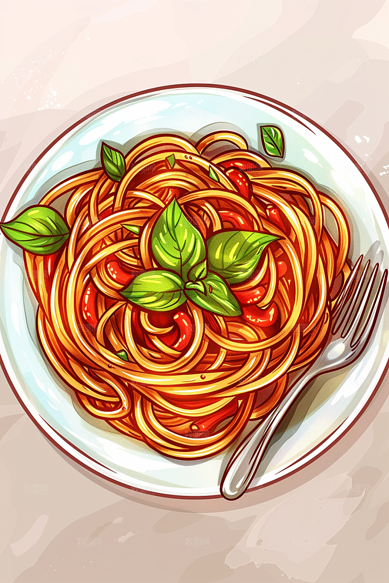 意大利面卡通面食插画