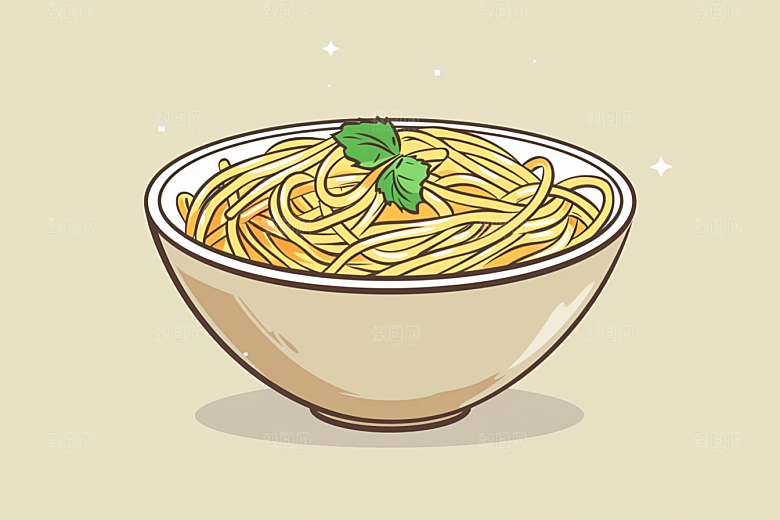 意大利面面食卡通插画