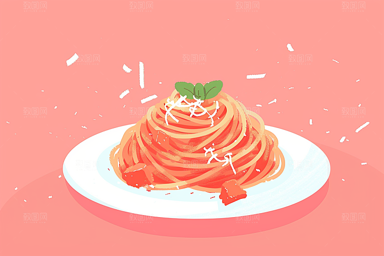 意大利面面食西餐插画