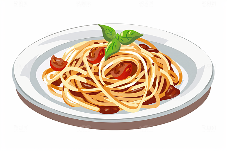 意大利面绘本风高清插画