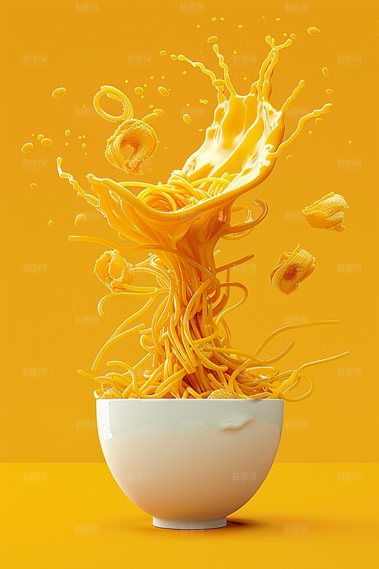 意大利面彩色卡通插画