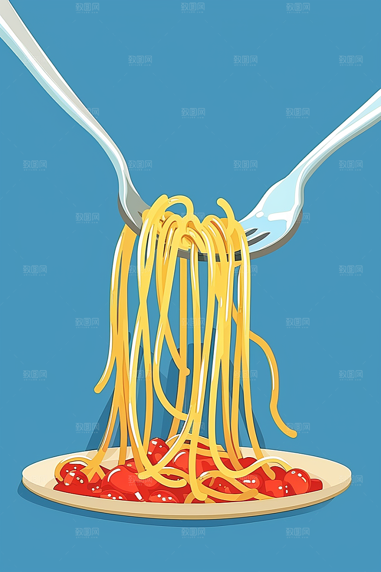意大利面肉酱面面条插画