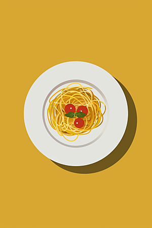 意大利面美食面食插画