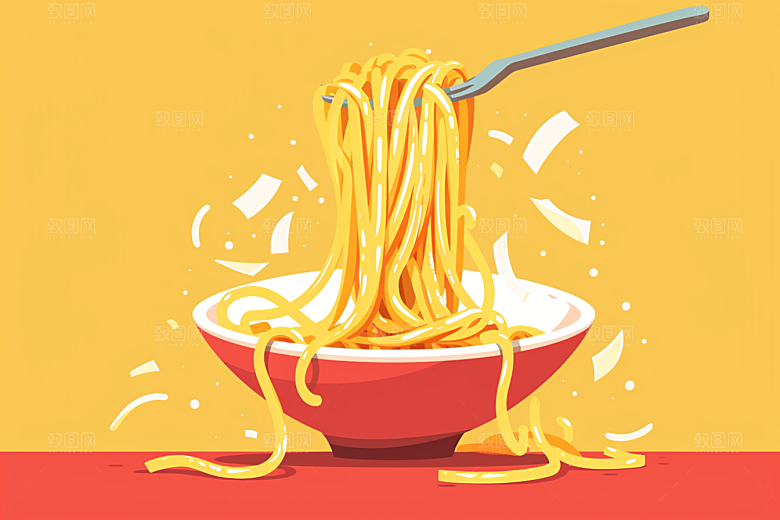 意大利面面食清新插画