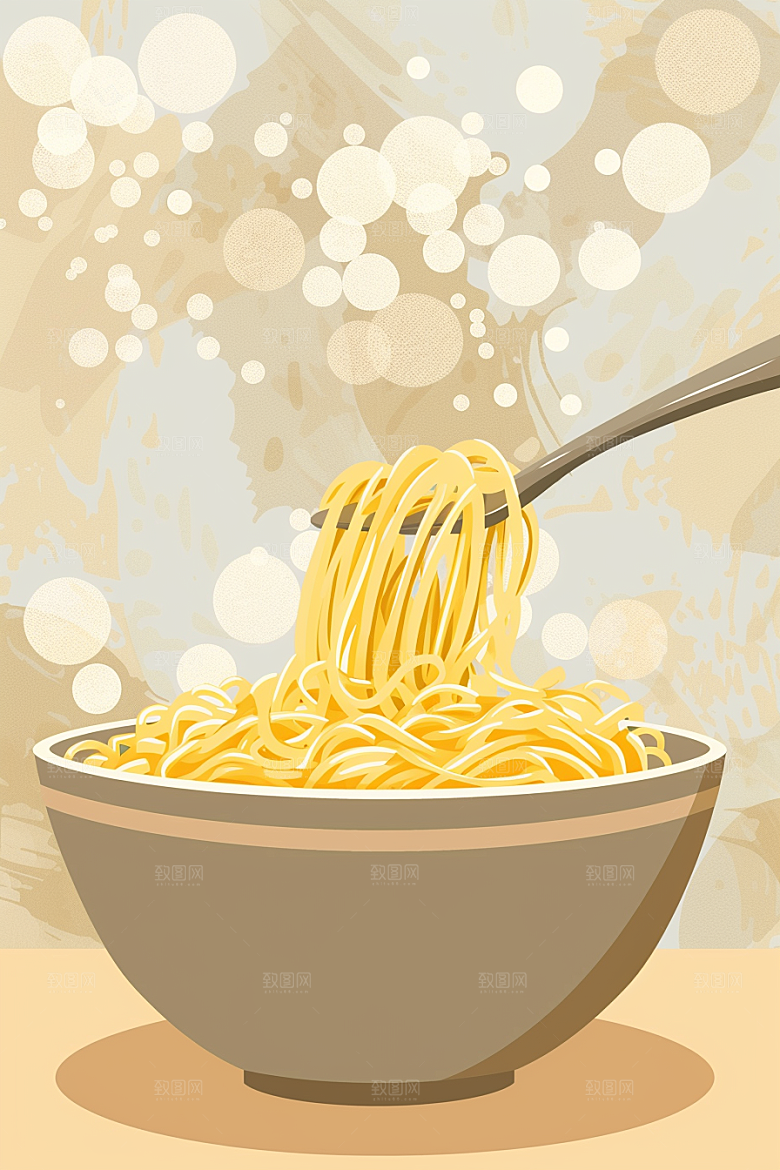 意大利面面条清新插画
