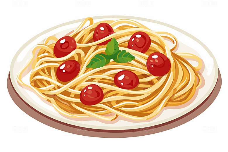 意大利面艺术感卡通插画