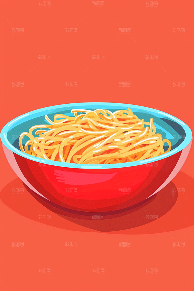 意大利面西餐卡通插画