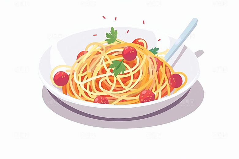 意大利面美食高清插画