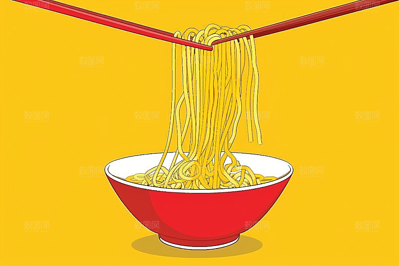 意大利面美食面条插画