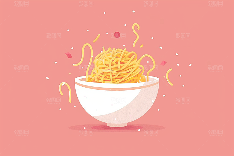 意大利面面条美食插画