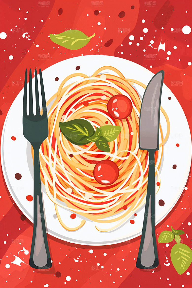 意大利面肉酱面面条插画