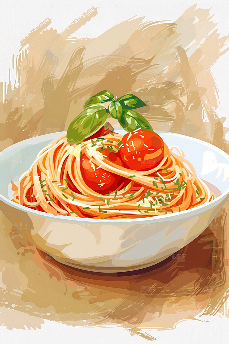 意大利面手绘面食插画