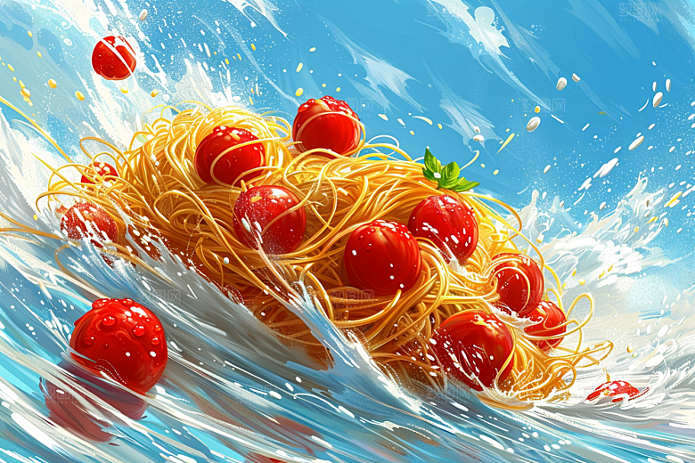 意大利面高清肉酱面插画