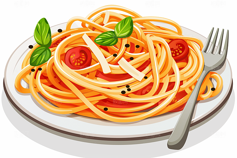 意大利面清新美食插画