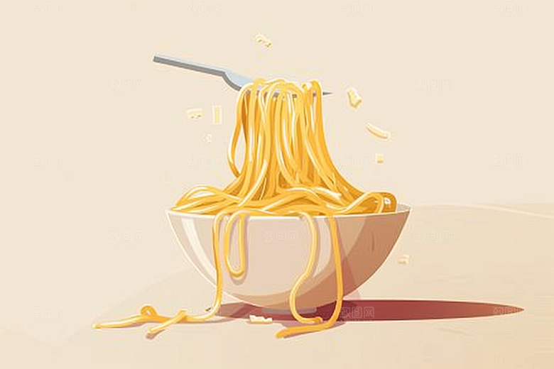 意大利面艺术感面条插画
