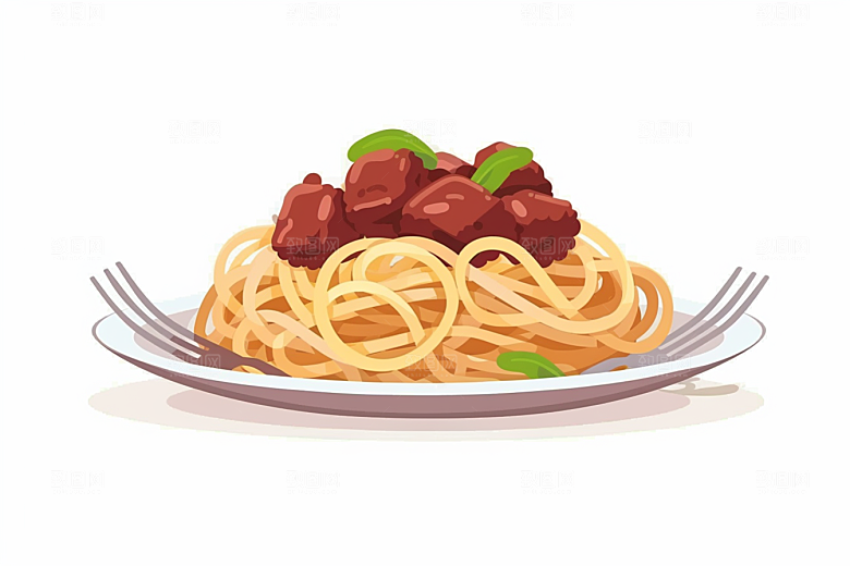 意大利面绘本风卡通插画