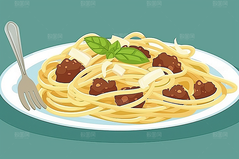 意大利面艺术感面食插画