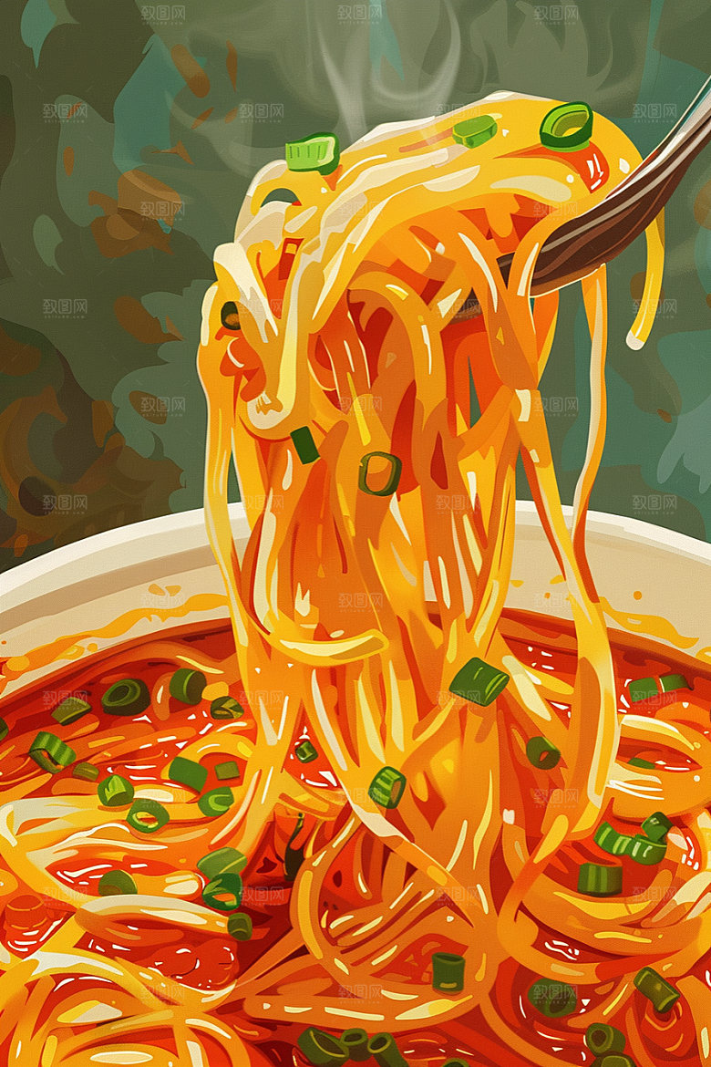 意大利面西餐高清插画