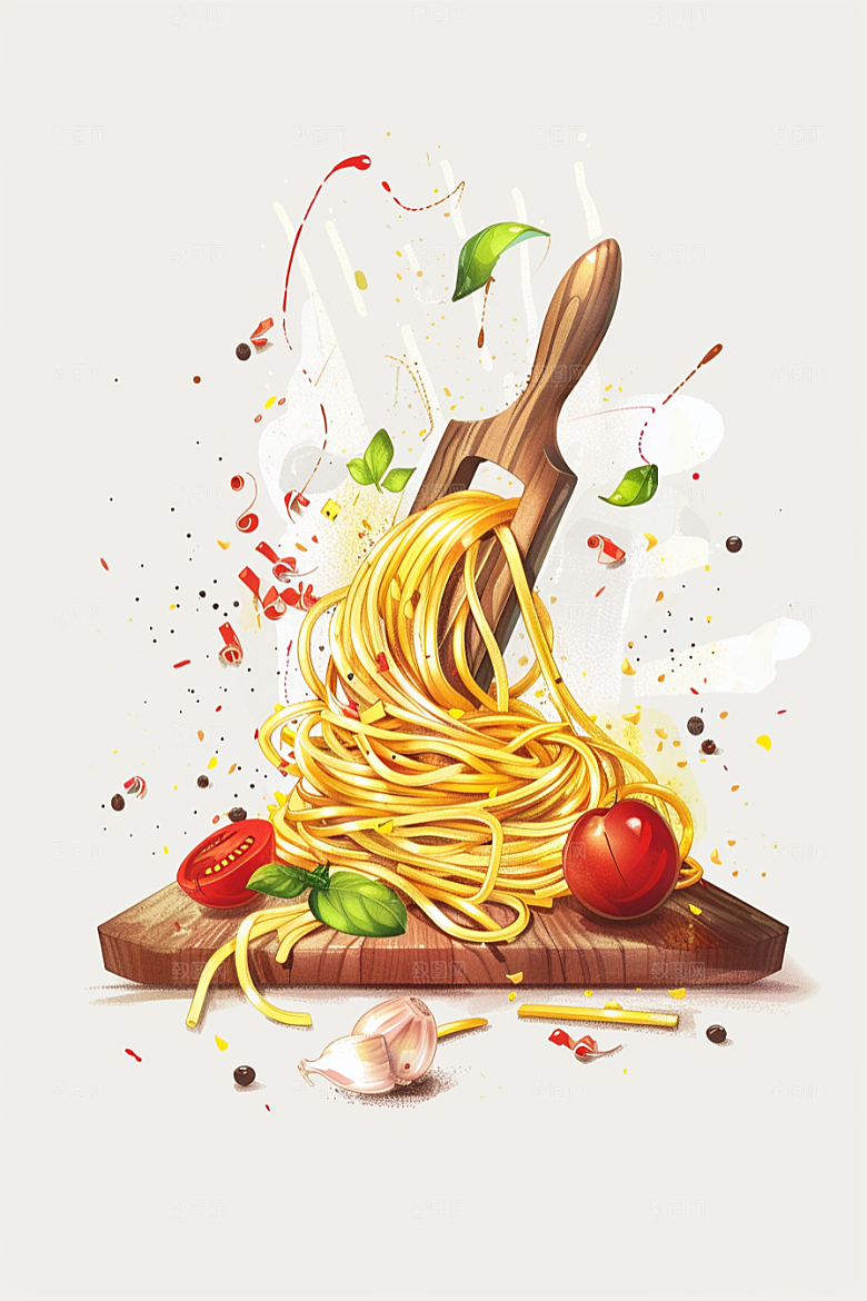 意大利面高清卡通插画
