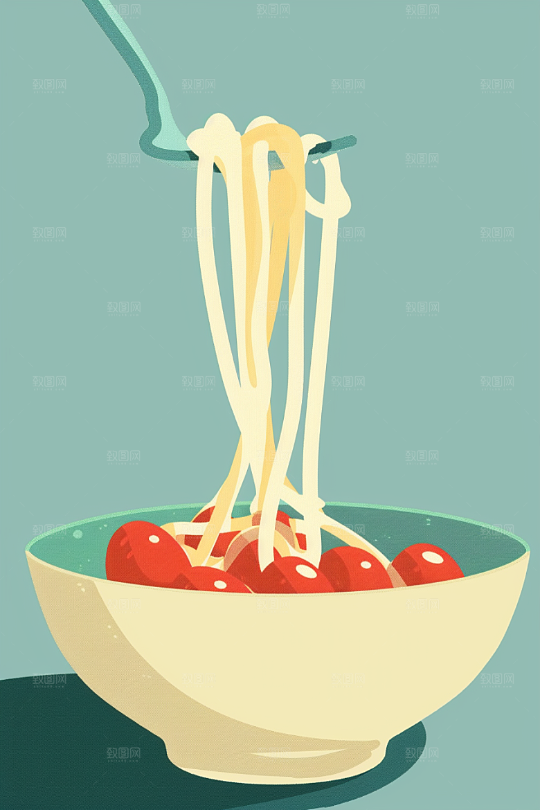 意大利面肉酱面面条插画