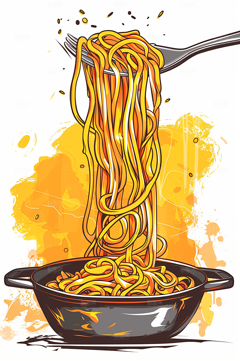 意大利面面食美食插画