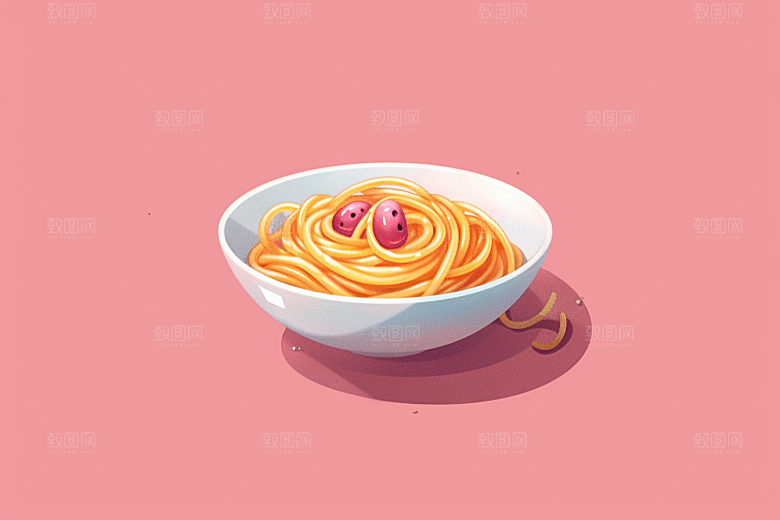 意大利面肉酱面面条插画
