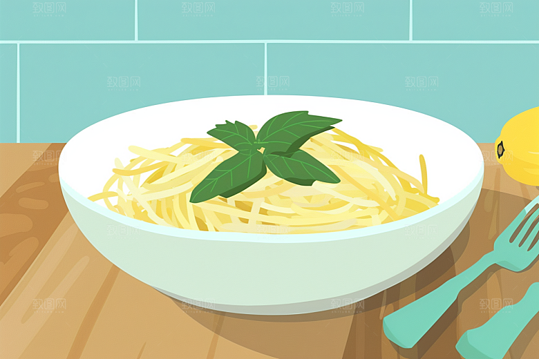 意大利面手绘面食插画