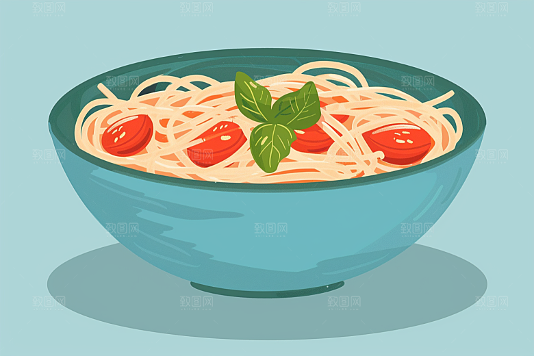意大利面西餐高清插画