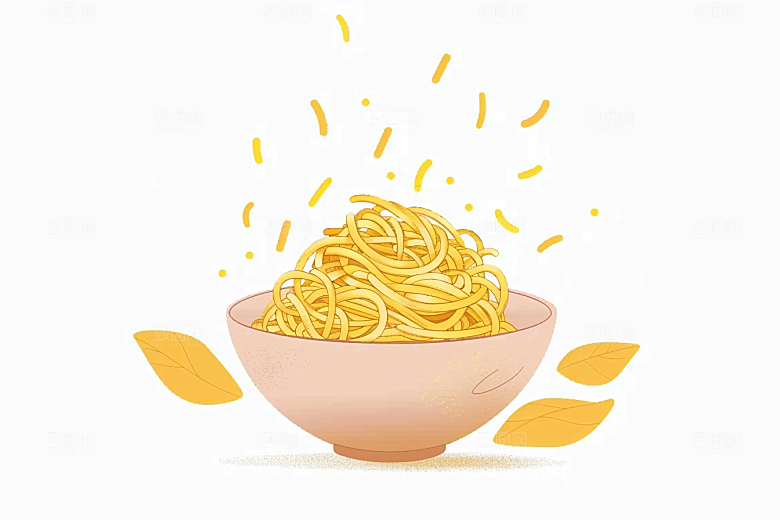 意大利面卡通西餐插画