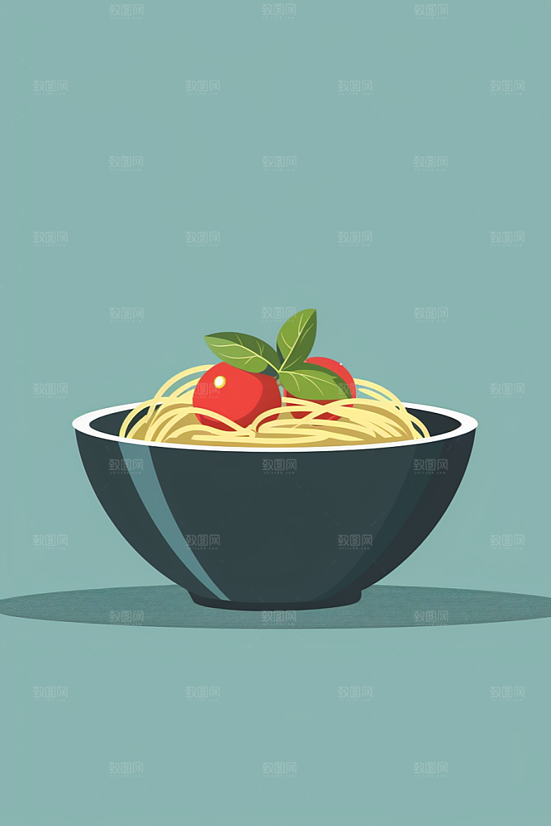 意大利面美食高清插画