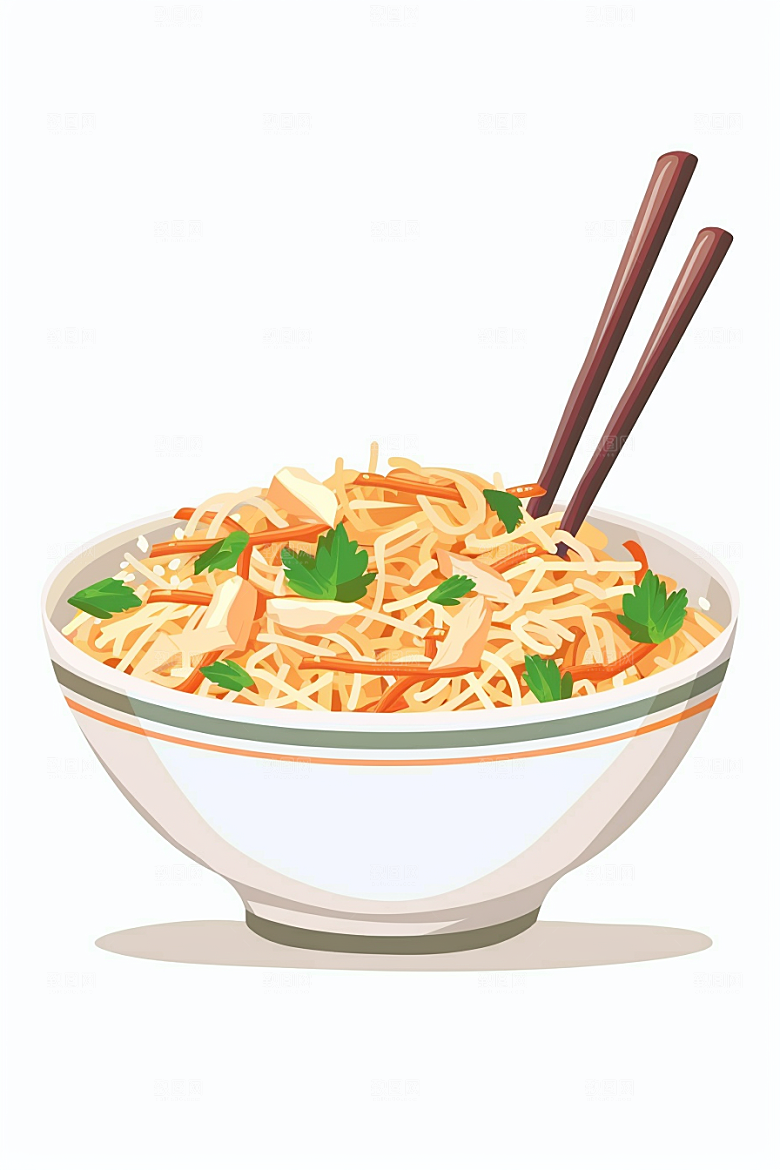 意大利面艺术感卡通插画