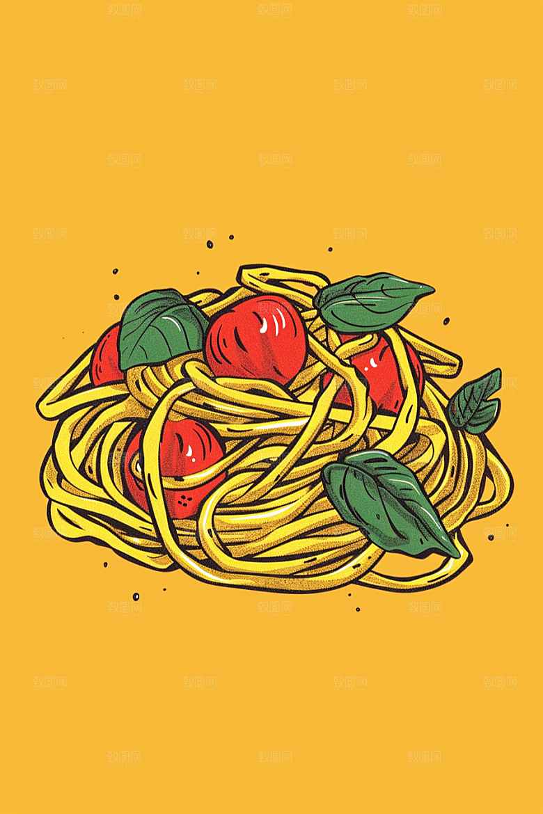 意大利面面食面条插画