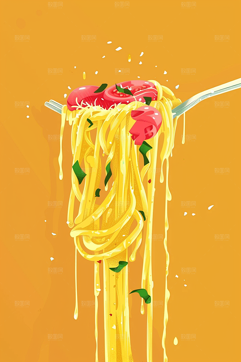 意大利面面食美食插画