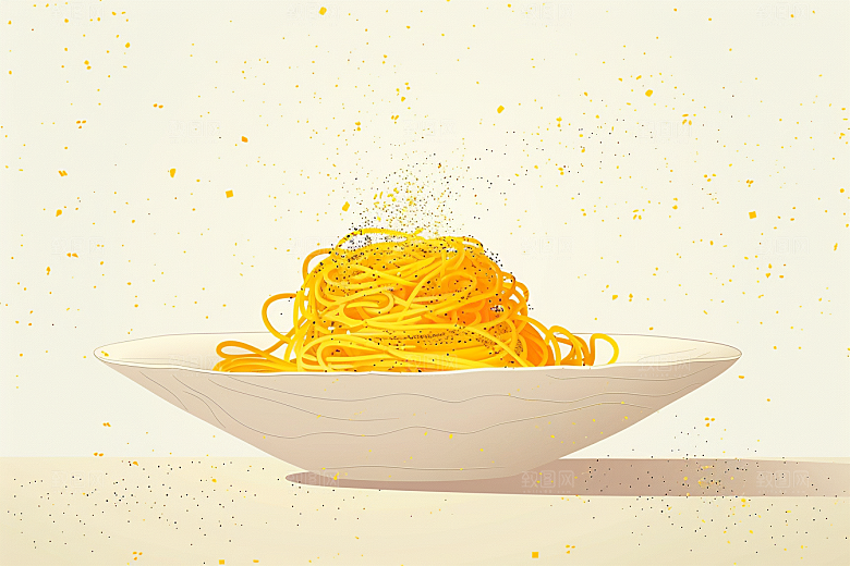 意大利面彩色美食插画