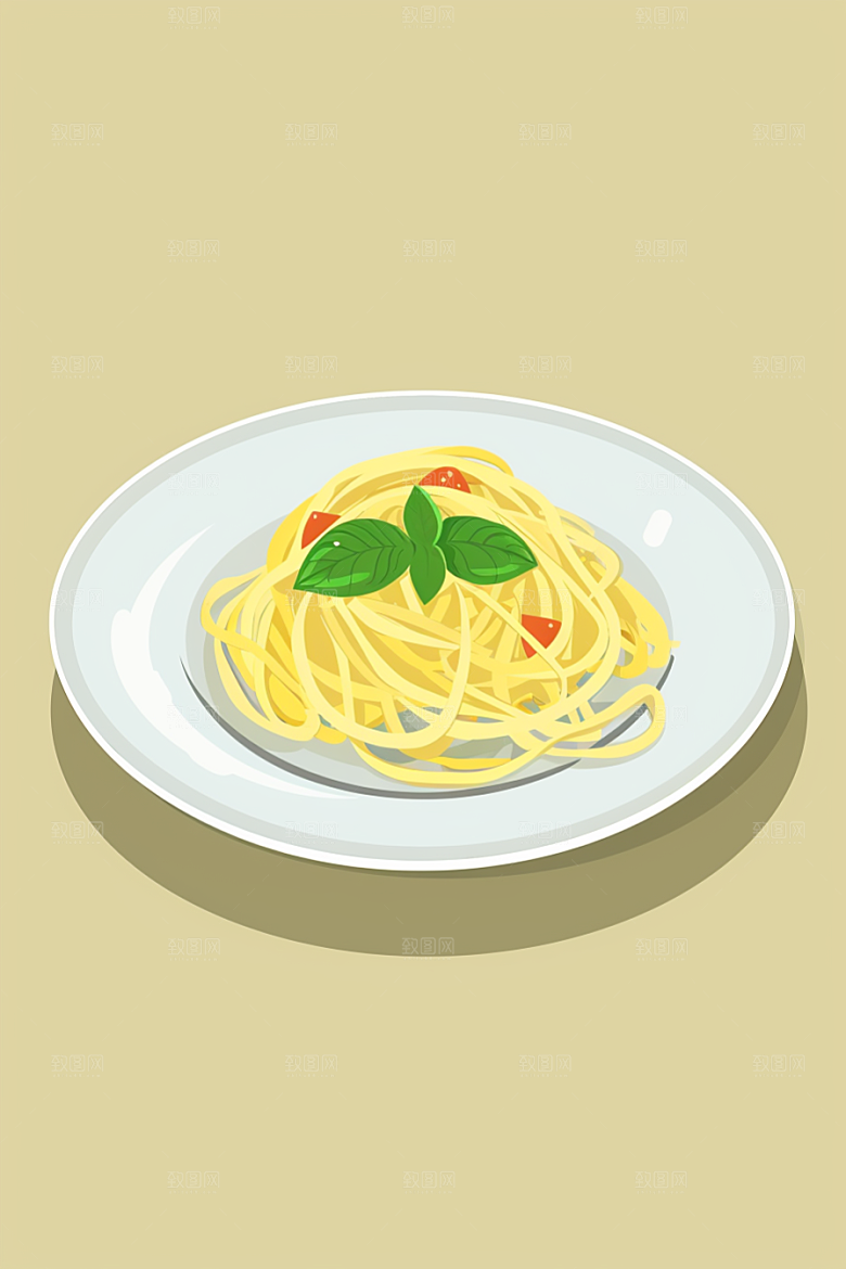 意大利面西餐肉酱面插画