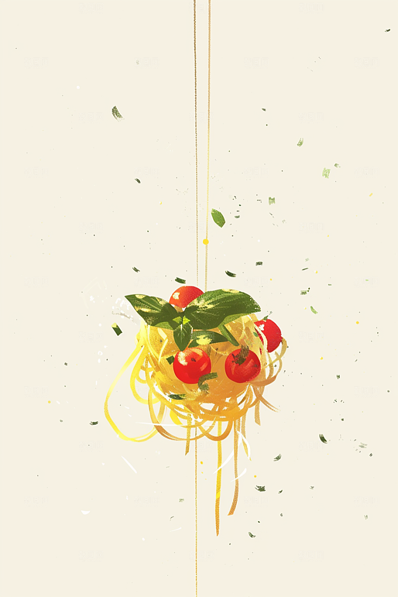 意大利面艺术感面条插画