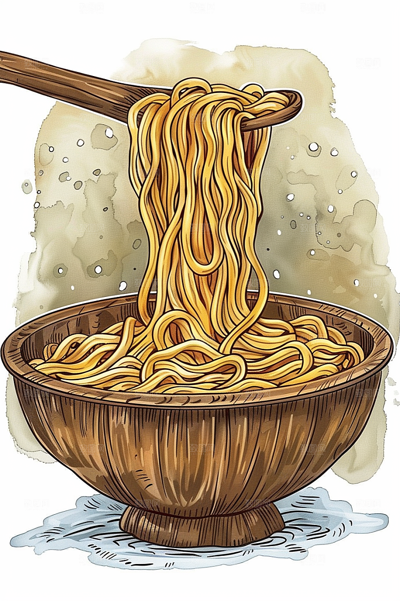 意大利面艺术感肉酱面插画