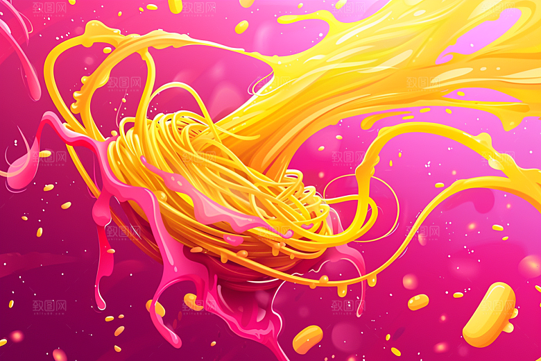 意大利面彩色高清插画