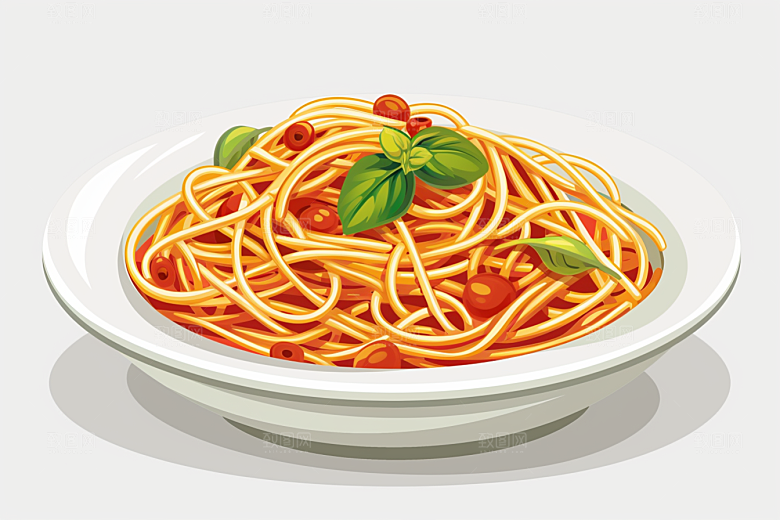 意大利面手绘绘本风插画