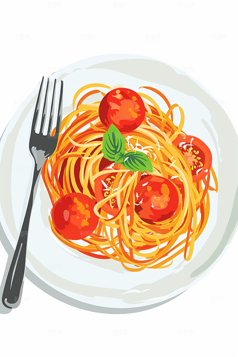 意大利面彩色面食插画