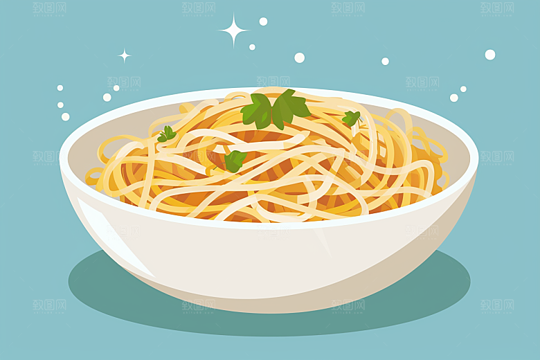 意大利面绘本风彩色插画