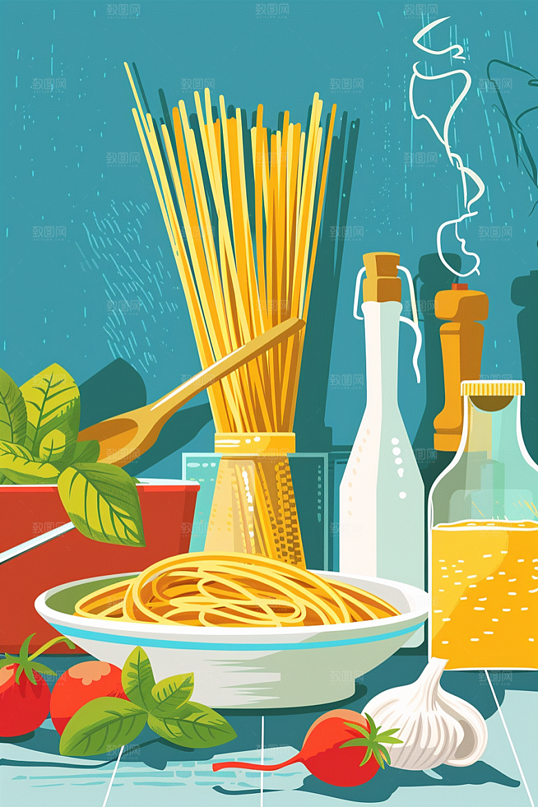 意大利面美食高清插画