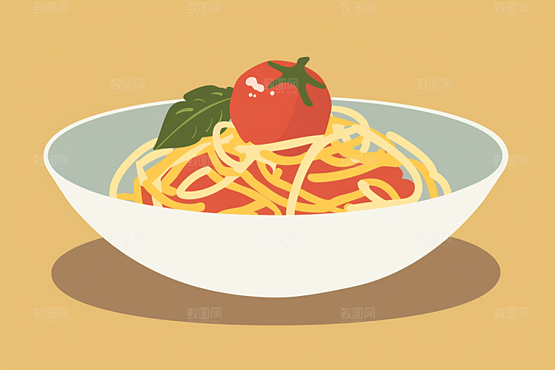 意大利面面食西餐插画